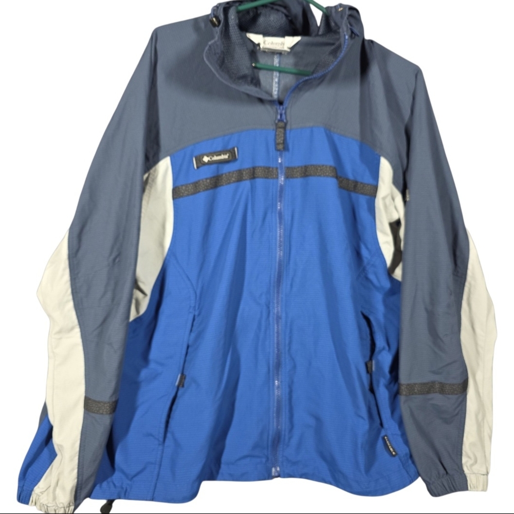 Columbia Packable Vented Zip Up Hoodie Jacket Men's Size XL Blue Gray Lightweigh